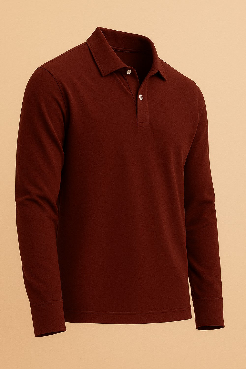 Brown Cotton Polo Shirt Full Sleeve