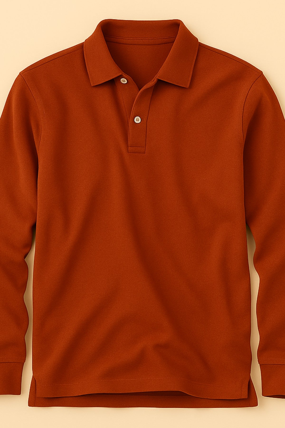 Rust Cotton Polo Shirt Full Sleeve
