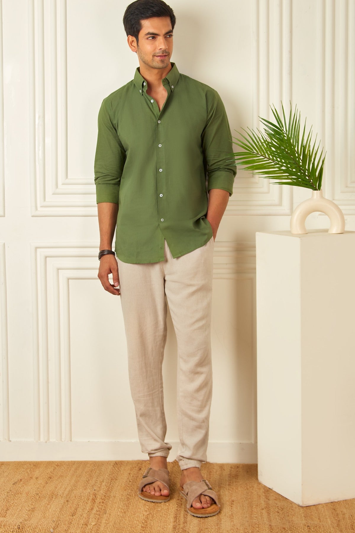 Deep Olive Linen Shirt