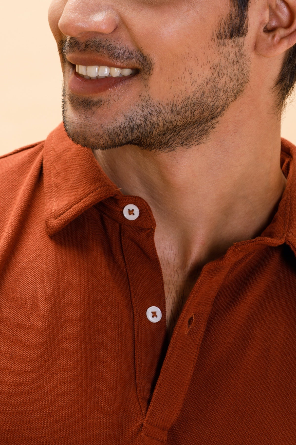 Rust Cotton Polo Shirt Full Sleeve