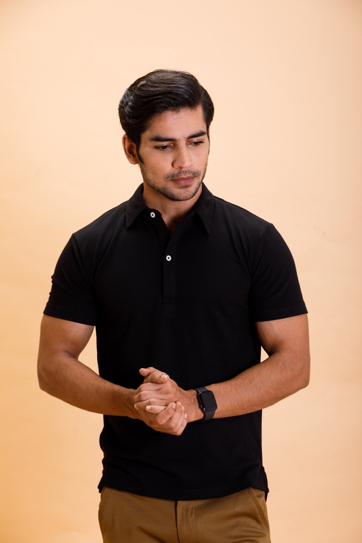 Black Cotton Polo Shirt