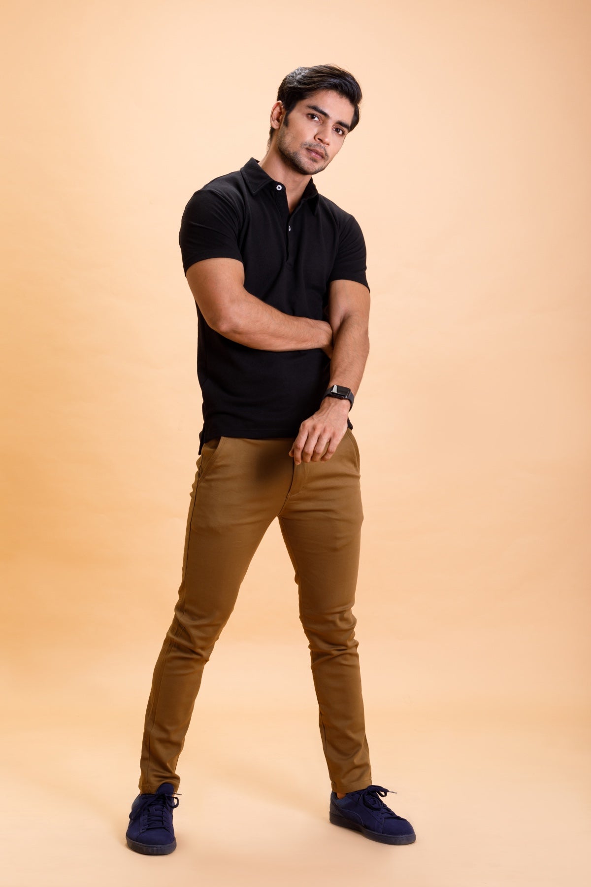 Black Cotton Polo Shirt