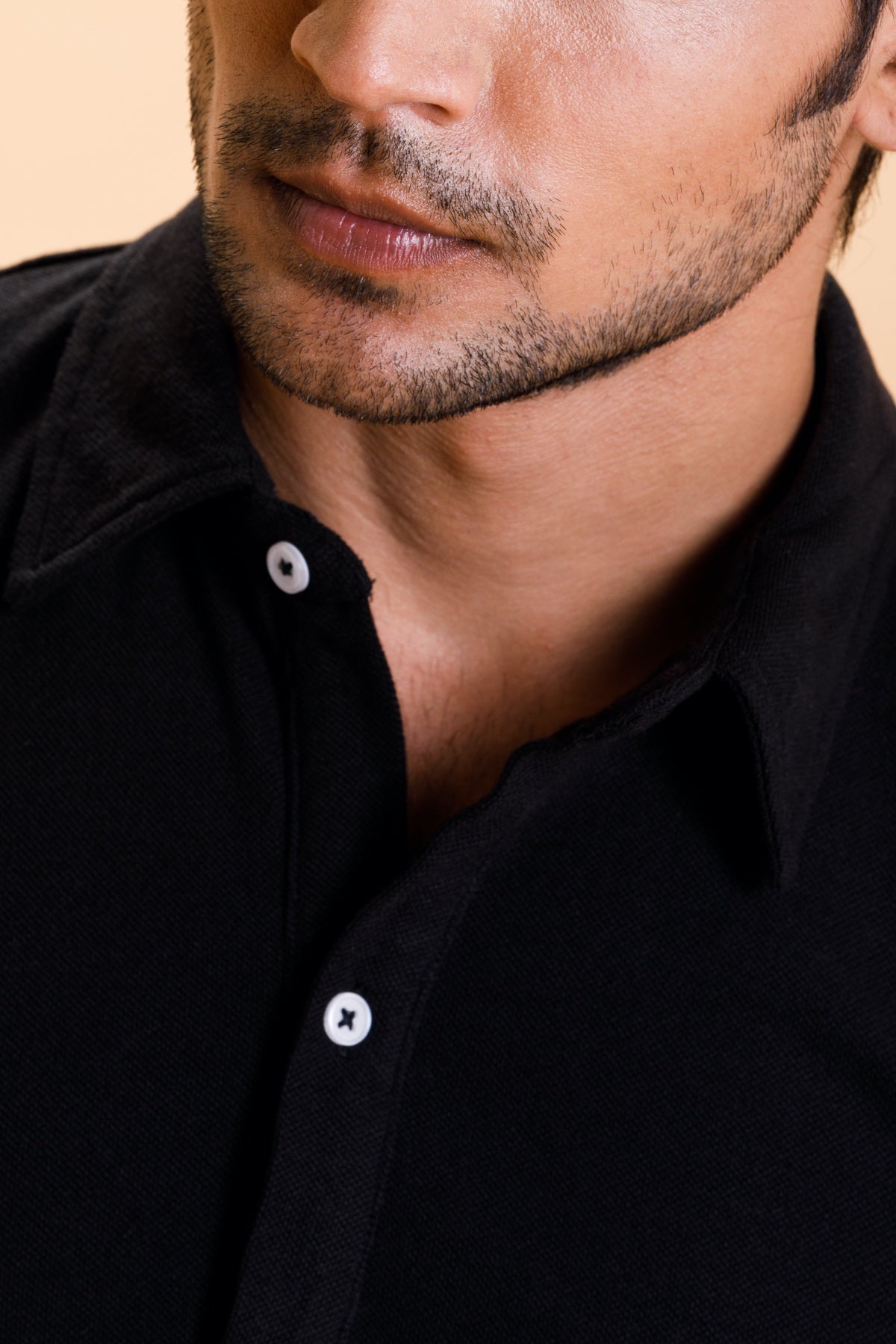 Black Cotton Polo Shirt