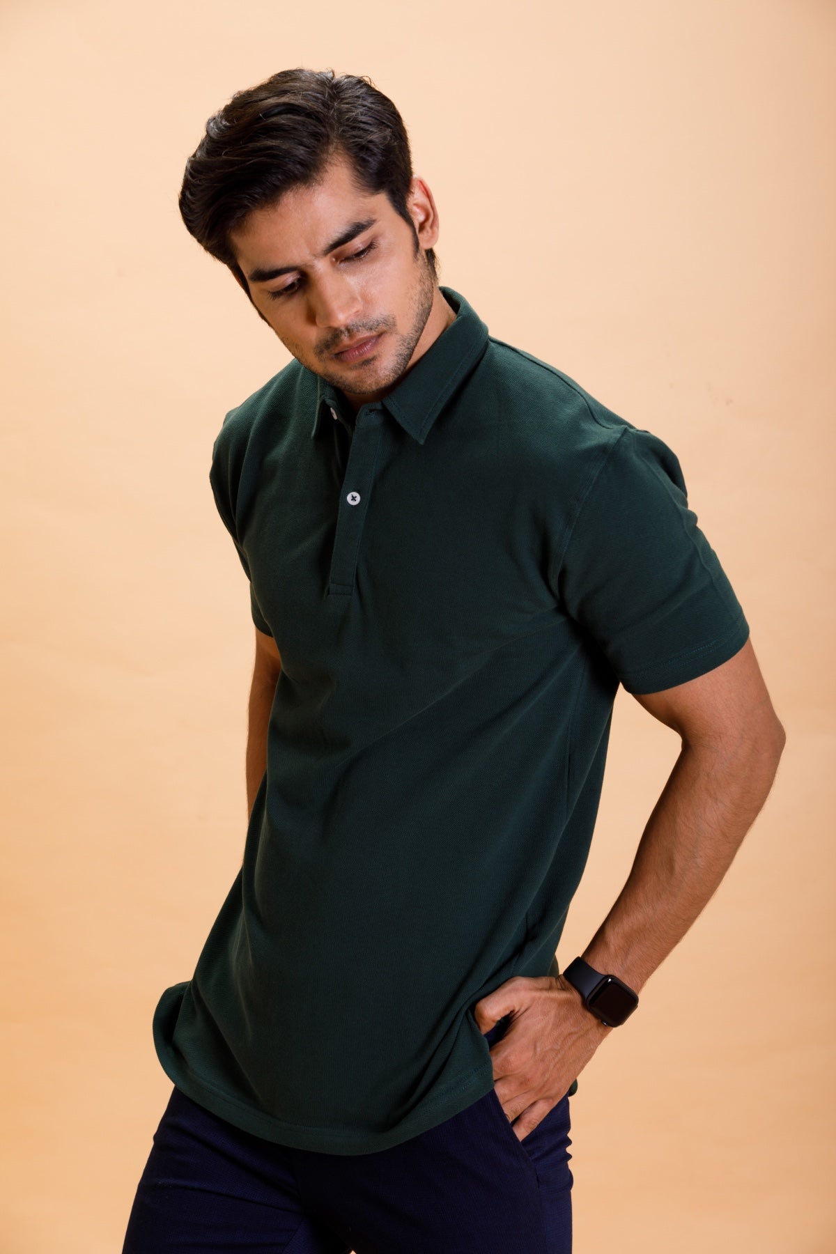 Green Cotton Polo Shirt