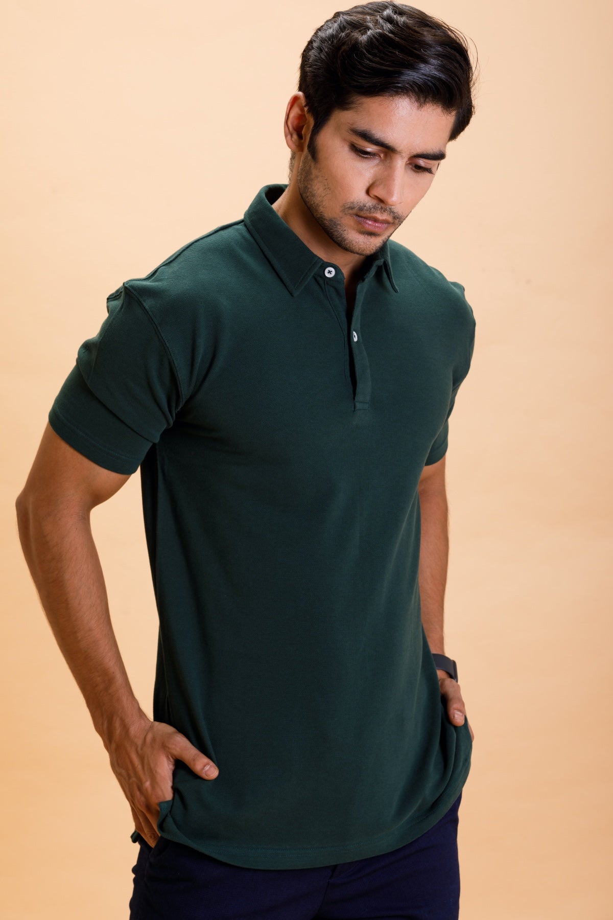 Green Cotton Polo Shirt