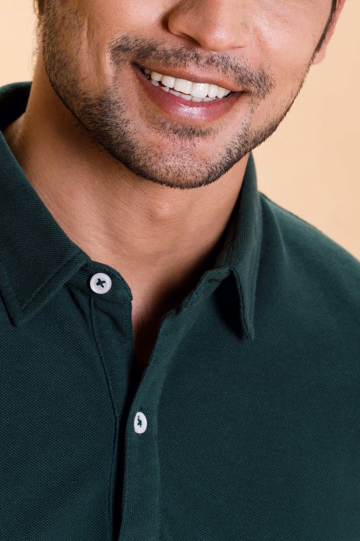 Green Cotton Polo Shirt Full Sleeve