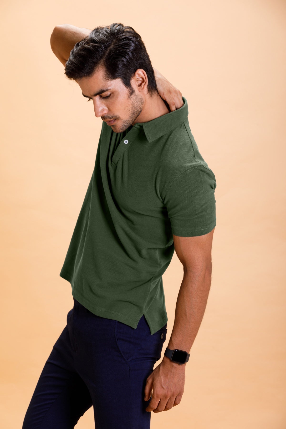 Olive Cotton Polo Shirt