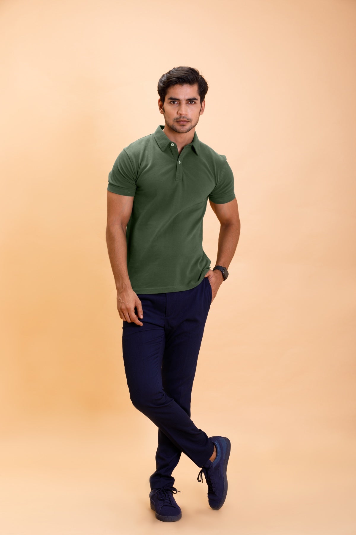 Olive Cotton Polo Shirt