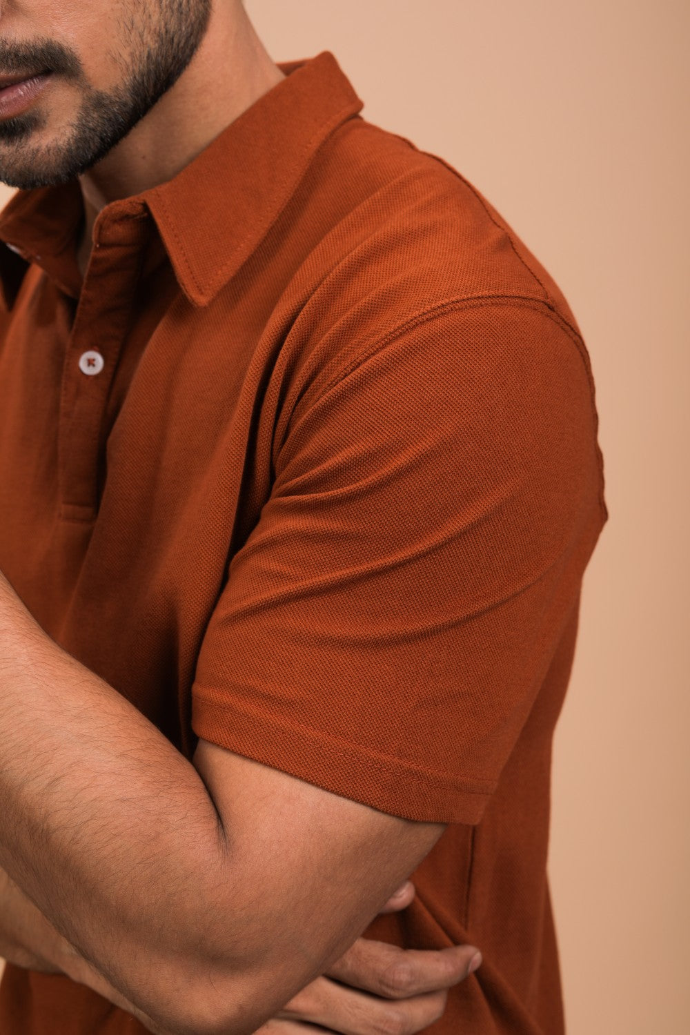 Rust Cotton Polo Shirt