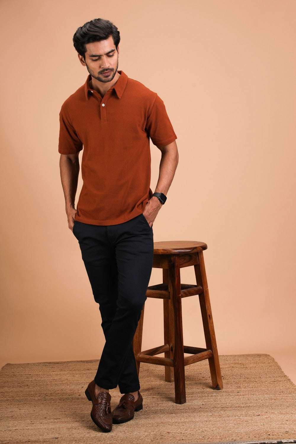 Rust Cotton Polo Shirt