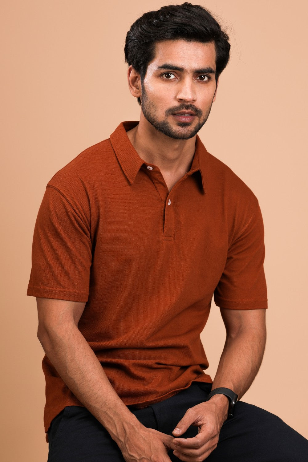Rust Cotton Polo Shirt